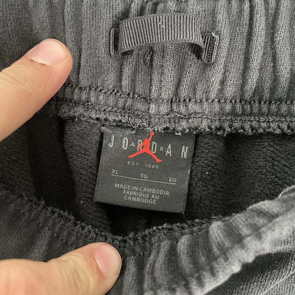 Jordan Pants Mens XL Black Fleece Sweatpants Joggers Dunk Print DH3519-010
